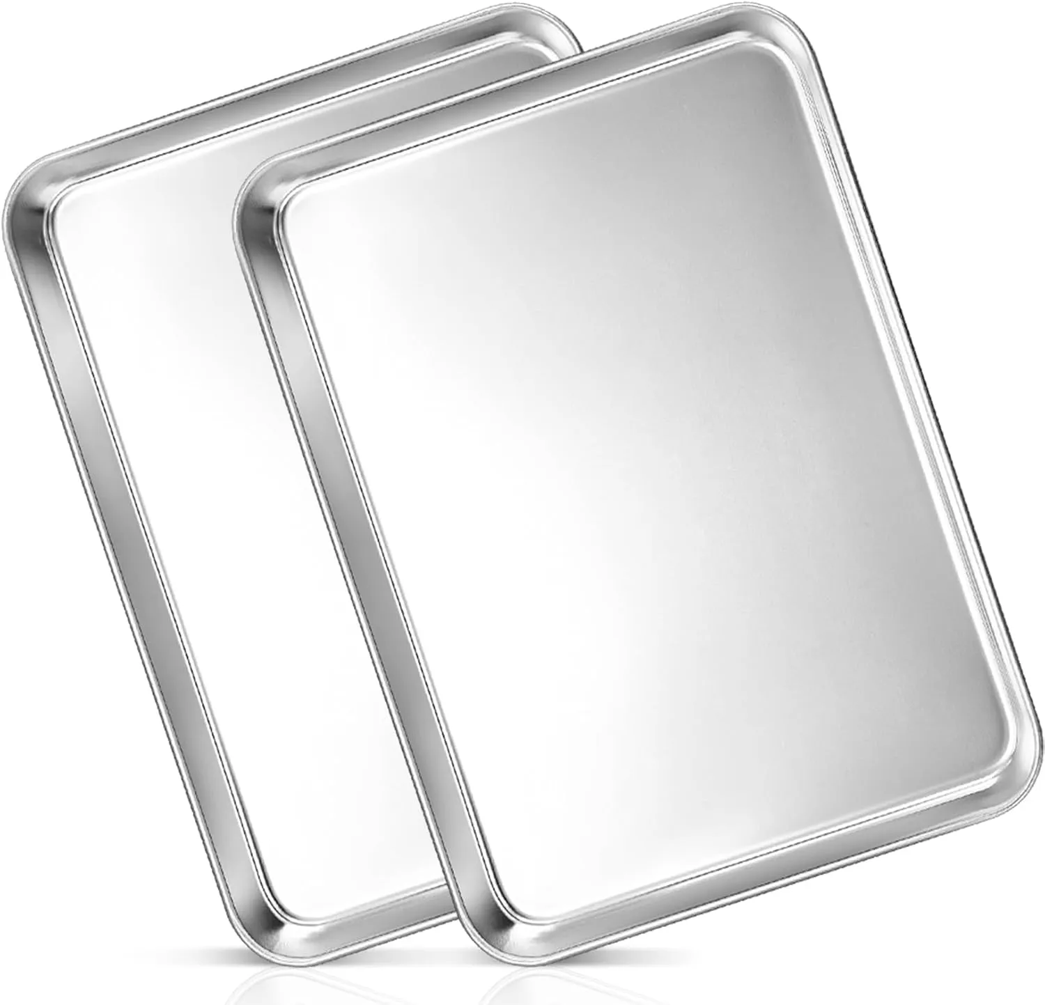 Stainless Steel Cookie Sheet Baking Pan Oven Tray Commercial Baking Sheet 2 Pcs