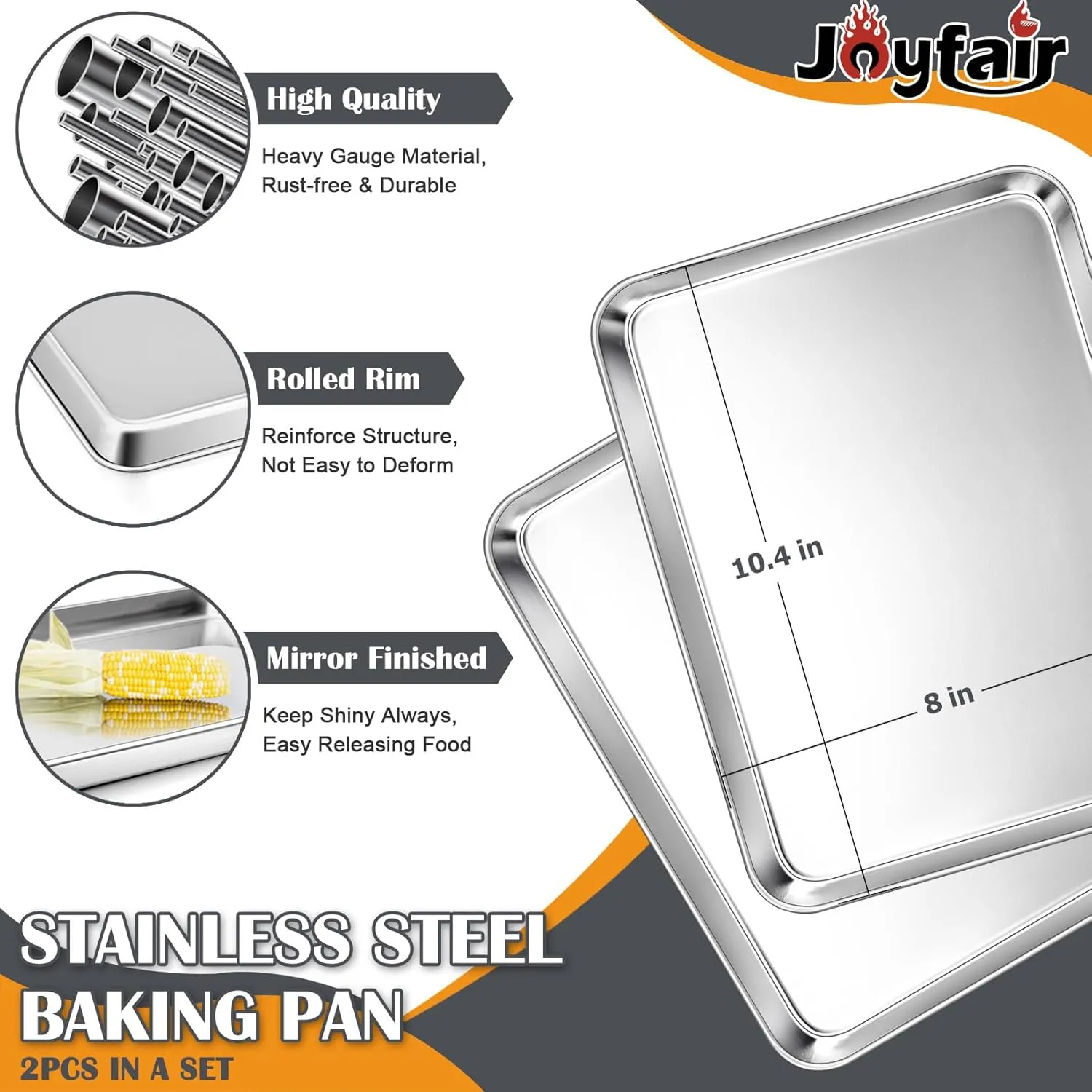 Stainless Steel Cookie Sheet Baking Pan Oven Tray Commercial Baking Sheet 2 Pcs
