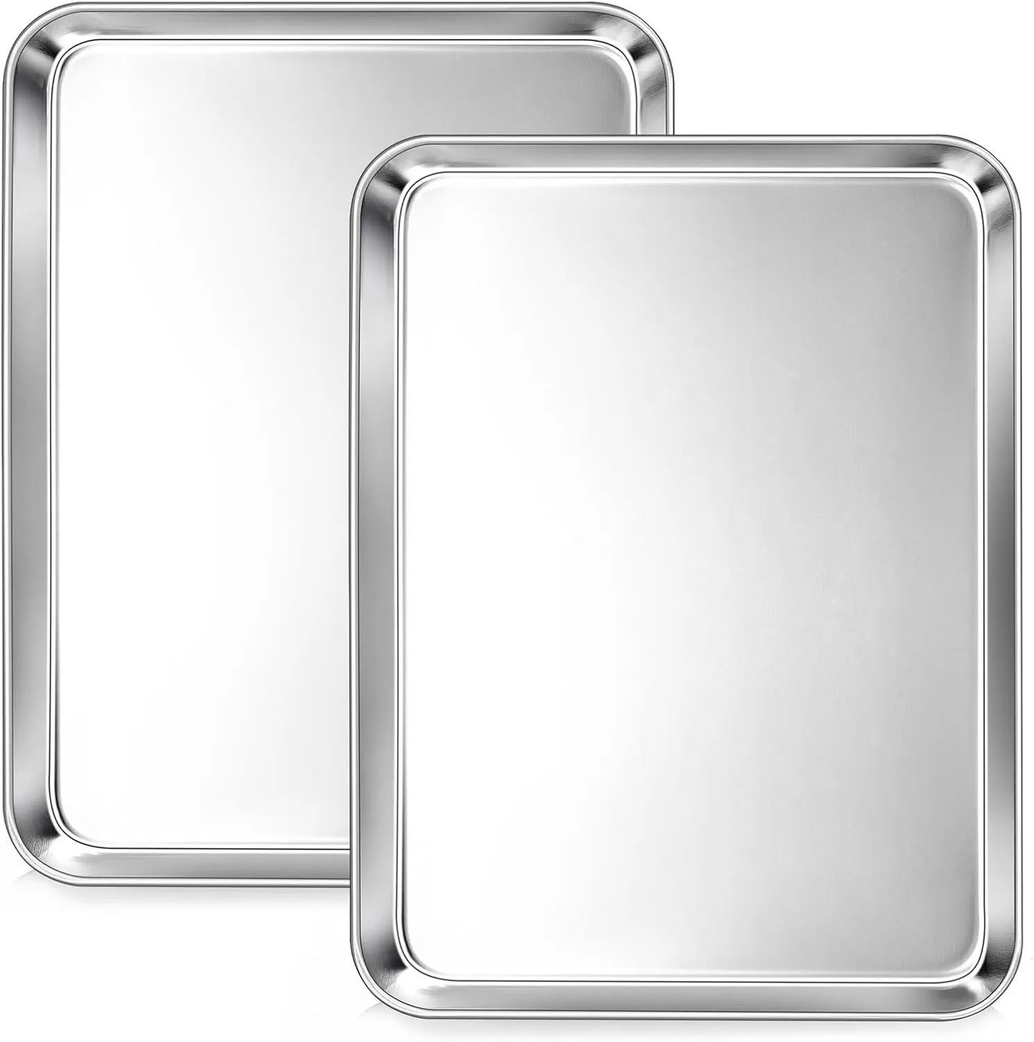 Stainless Steel Cookie Sheet Baking Pan Oven Tray Commercial Baking Sheet 2 Pcs