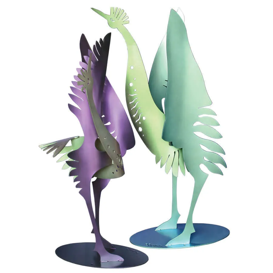 Straight Necked Crane Sculpture, Metal Outdoor-Indoor Sculpture by Cricket Forge