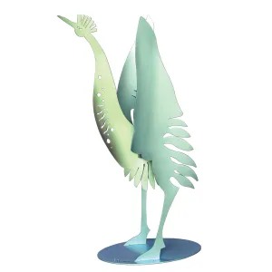 Straight Necked Crane Sculpture, Metal Outdoor-Indoor Sculpture by Cricket Forge