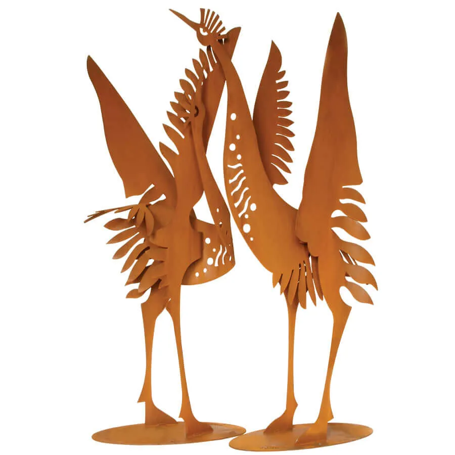 Straight Necked Crane Sculpture, Metal Outdoor-Indoor Sculpture by Cricket Forge