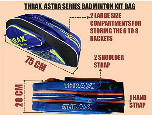 Thrax Astra Series Badminton Kit Bag (Black Blue and Lime)
