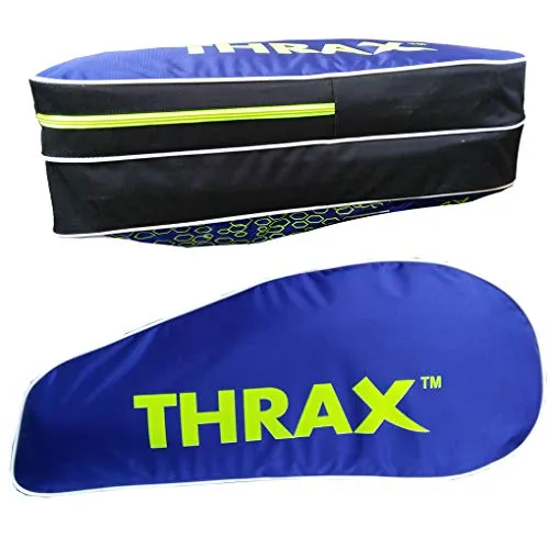 Thrax Astra Series Badminton Kit Bag (Black Blue and Lime)