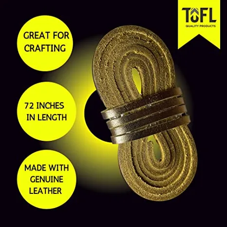 TOFL Leather Straps | 2 Pieces | 72 Inches Long | 1/4 Inch Wide | 1/8 Inch Thick