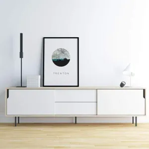 Trenton, New Jersey city skyline with vintage Trenton map