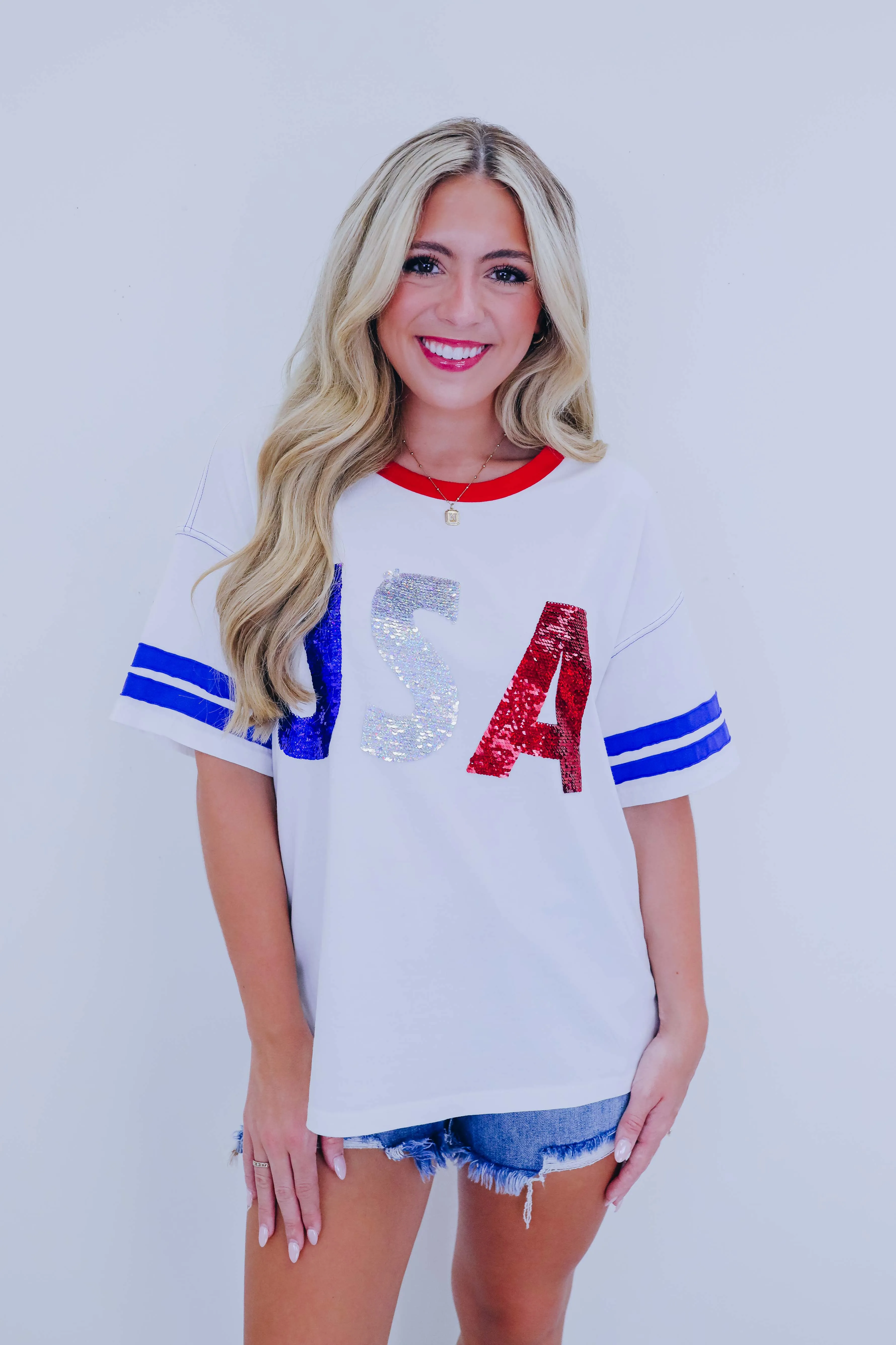 USA Sequin Baseball Graphic Tee