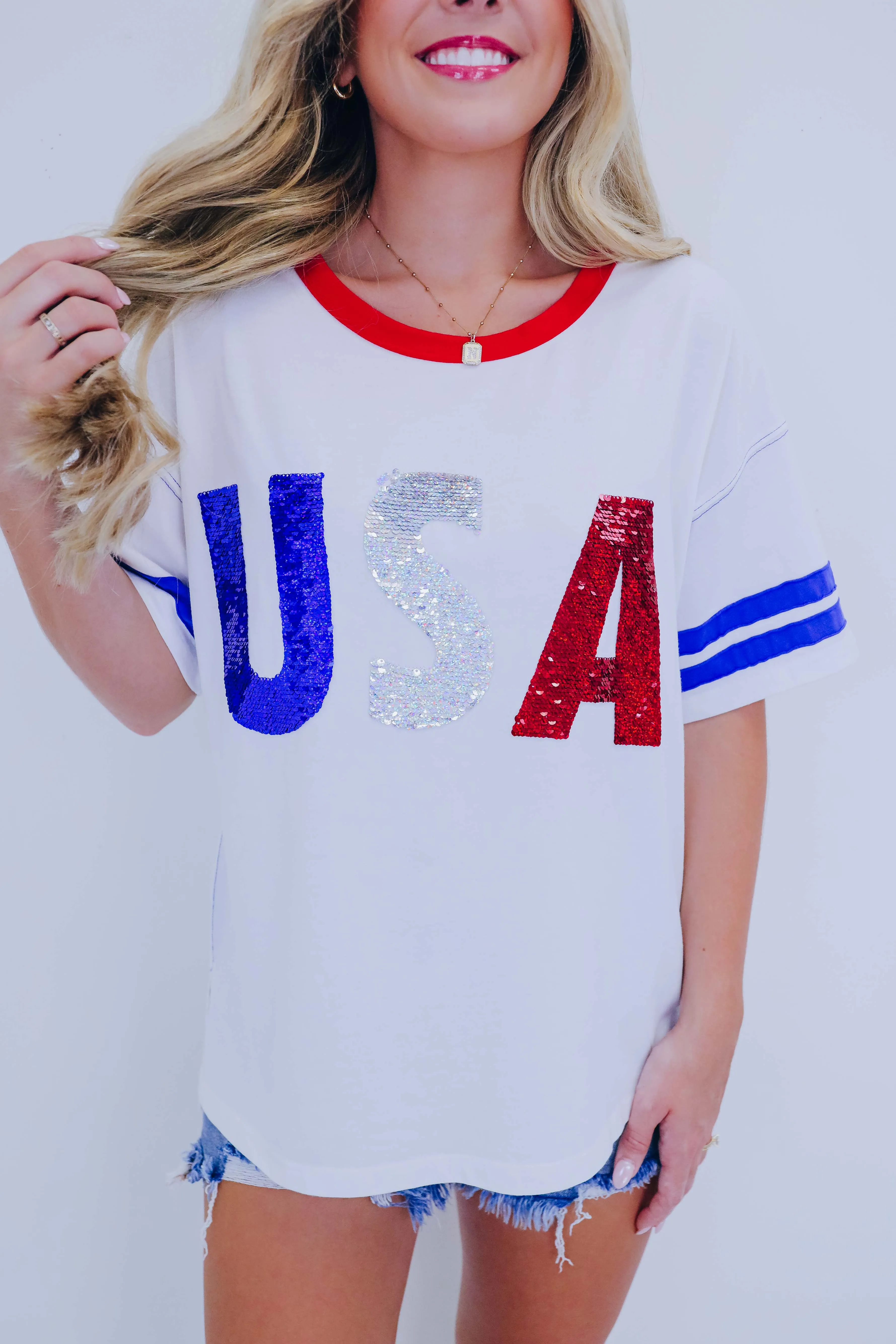 USA Sequin Baseball Graphic Tee