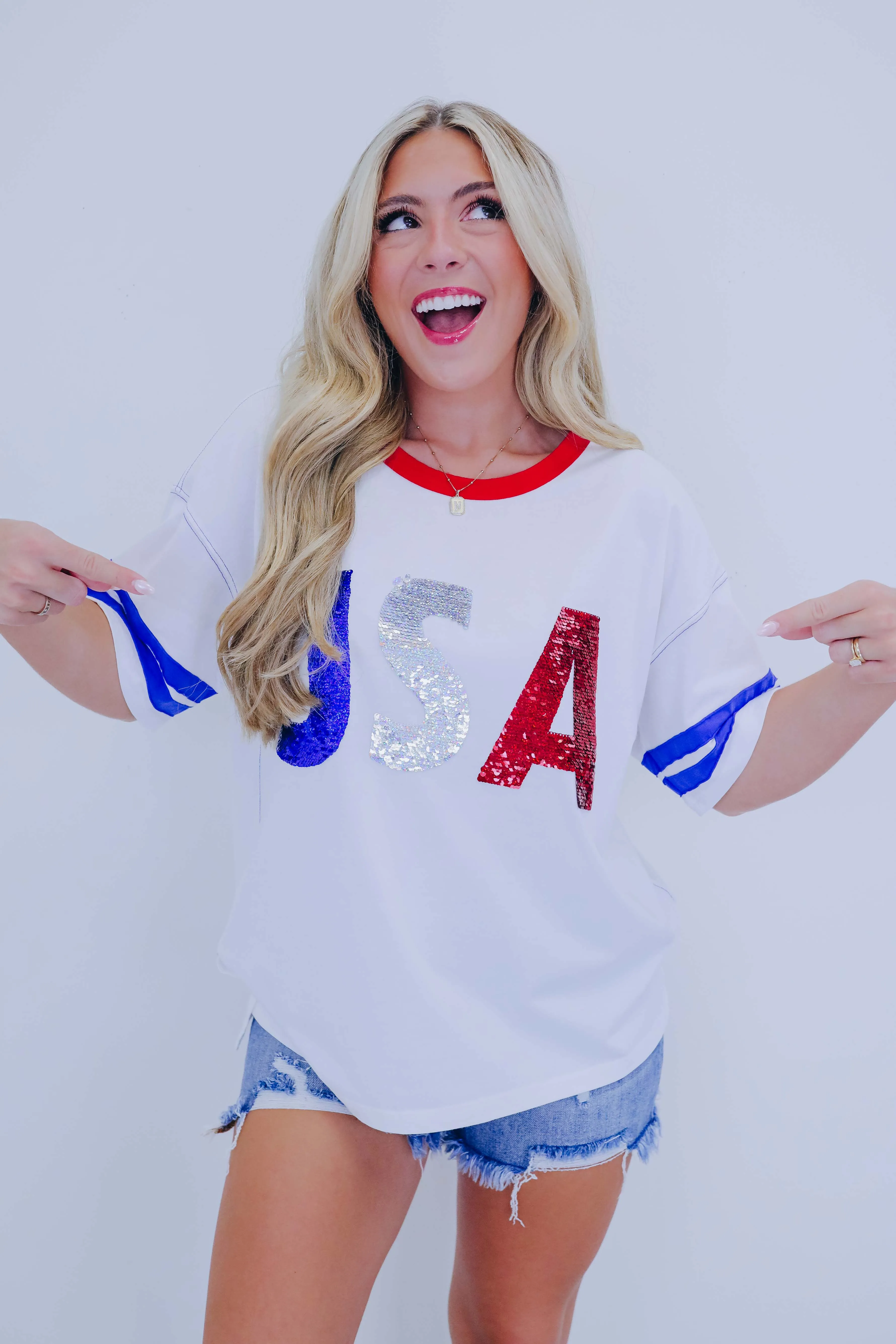 USA Sequin Baseball Graphic Tee