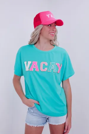 Vacay Patch Graphic Tee - Turquoise