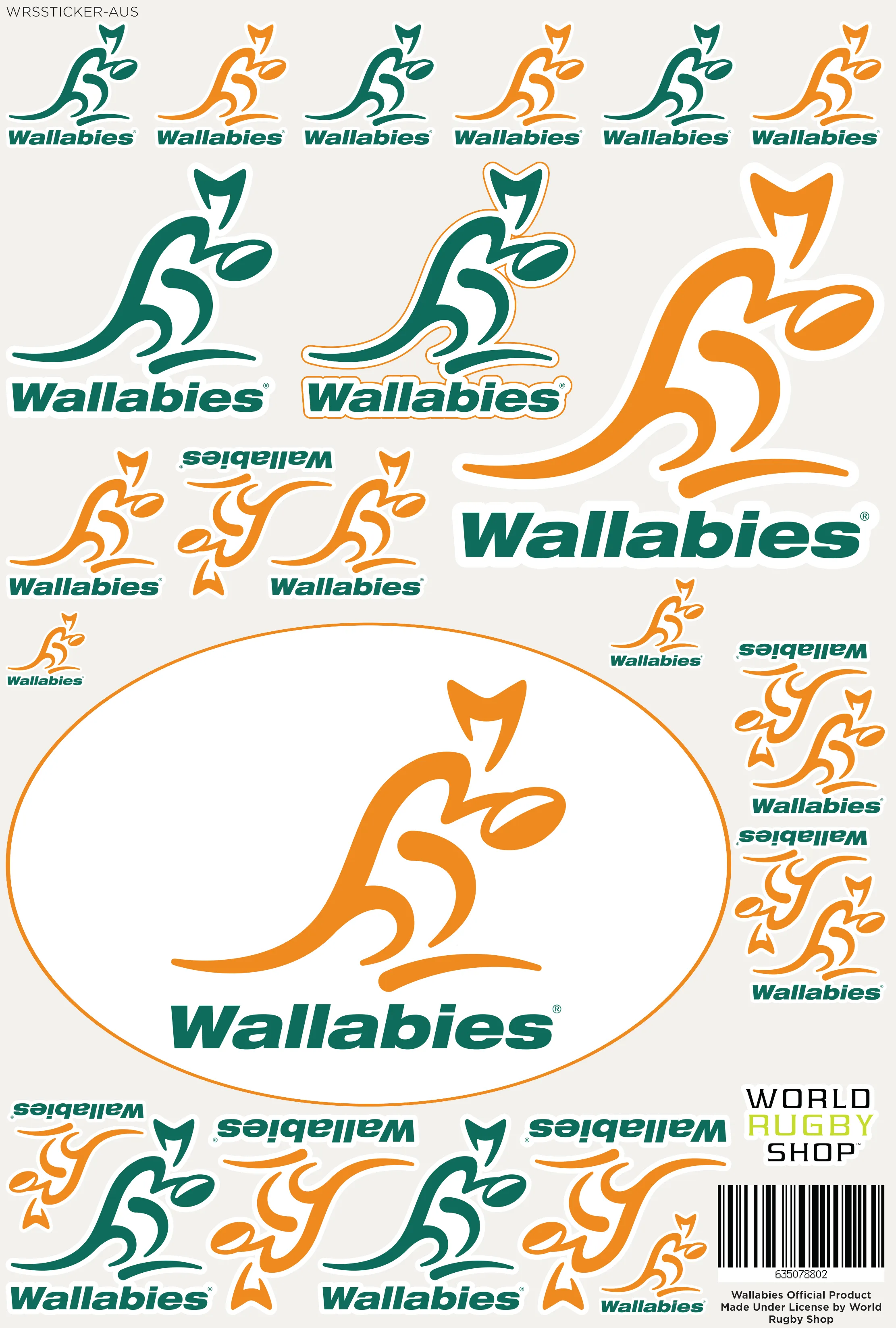 Wallabies Rugby Sticker Sheet - 25 Stickers