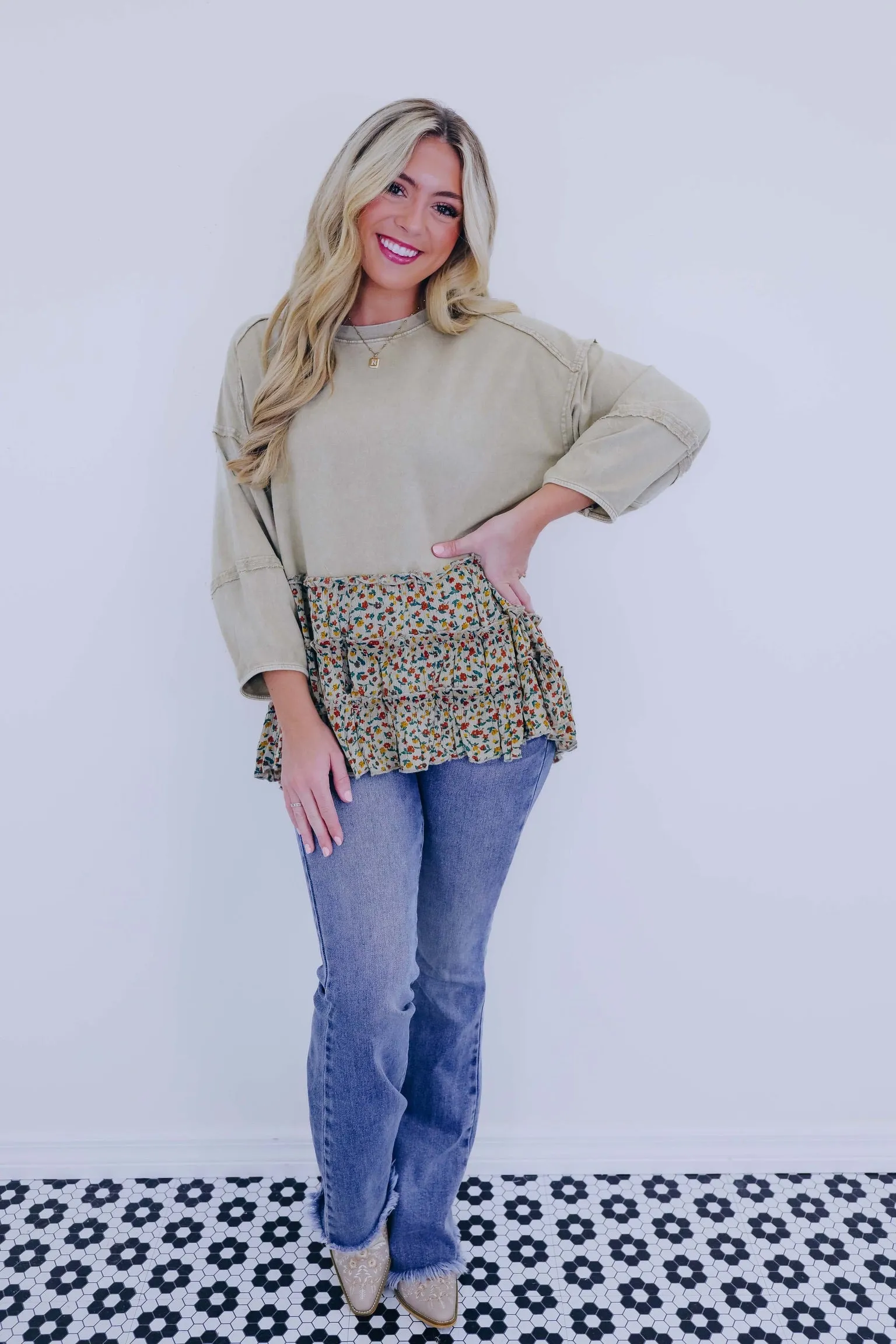 ***Wishful Wildflower Babydoll Top - 3 Colors SAMPLE